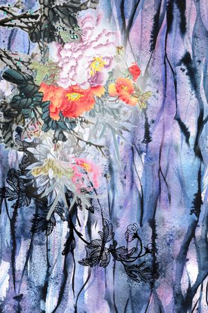 水墨印花华亿平台图片