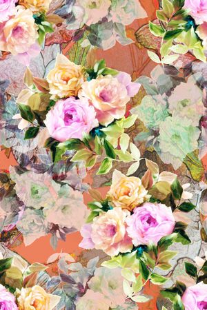 手绘水彩花卉印花华亿平台图片