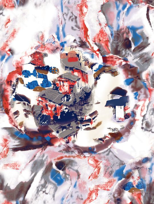 数码花大气抽象印花华亿平台图片