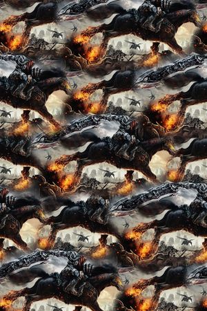 抽象手绘水彩画游戏风景马数码印花印花华亿平台图片