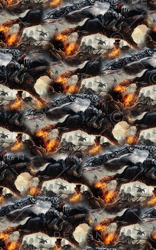 抽象手绘水彩画游戏风景马数码印花印花华亿平台图片