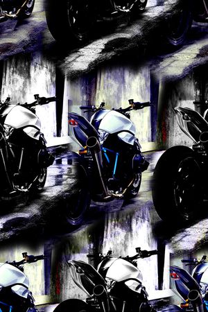 抽象手绘水彩画摩托车数码印花印花华亿平台图片