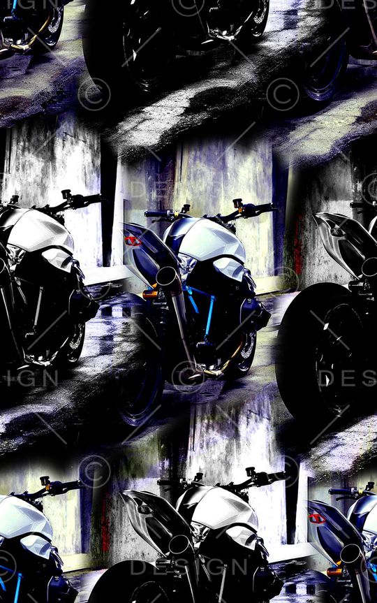 抽象手绘水彩画摩托车数码印花印花华亿平台图片