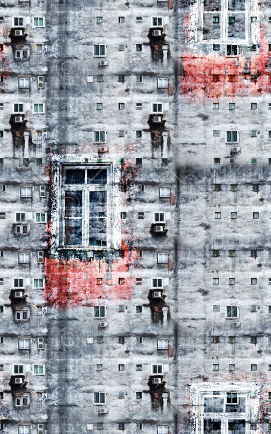 抽象手绘水彩画房子数码印花印花华亿平台图片