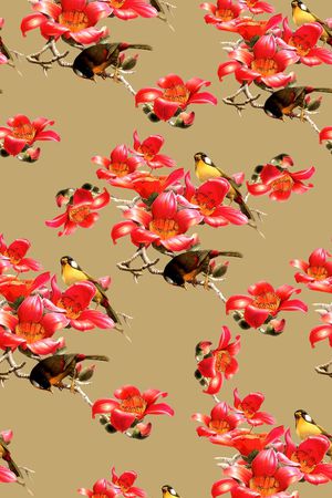 花鸟印花华亿平台图片