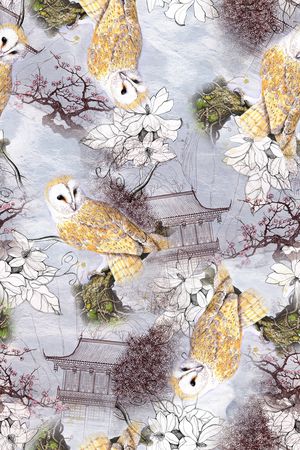 猫头鹰印花华亿平台图片