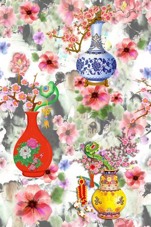 山水画印花华亿平台图片