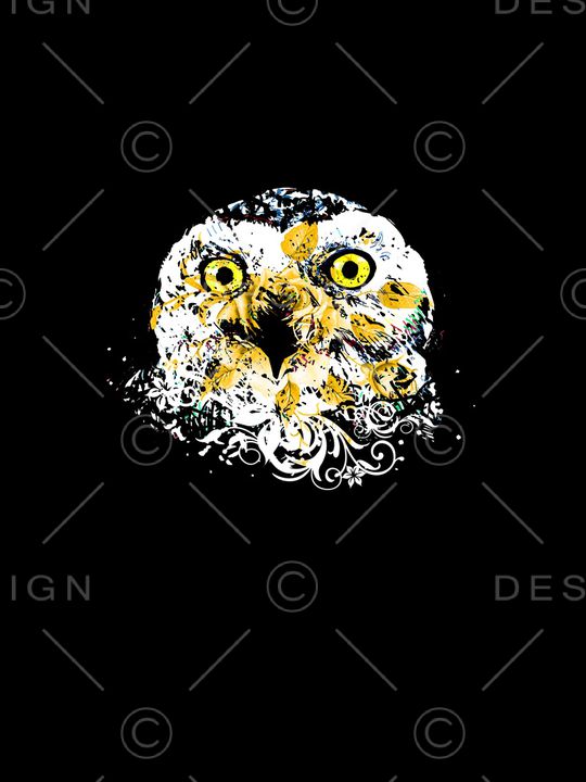 抽象手绘水彩画动物猫头鹰花卉数码印花印花华亿平台图片