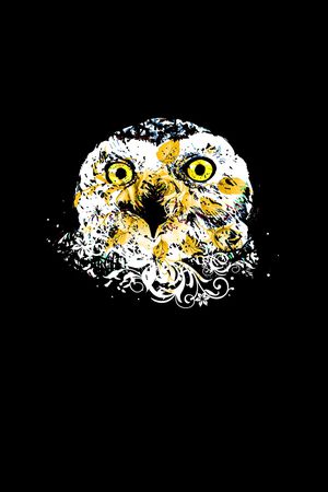 抽象手绘水彩画动物猫头鹰花卉数码印花印花华亿平台图片