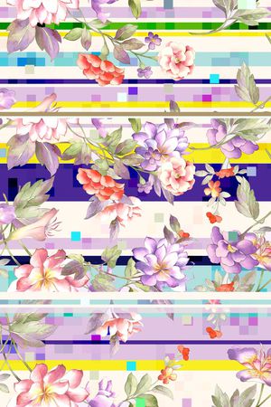 手绘花卉印花华亿平台图片