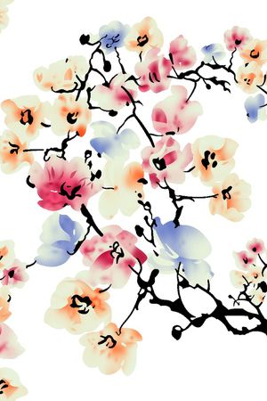 白底花卉印花华亿平台图片