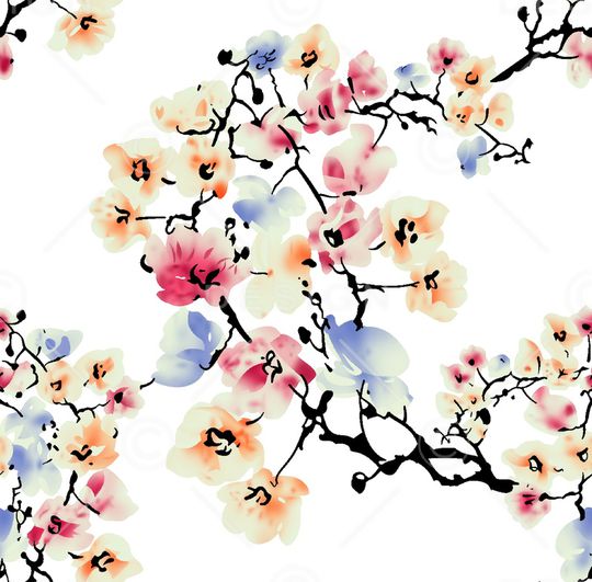 白底花卉印花华亿平台图片