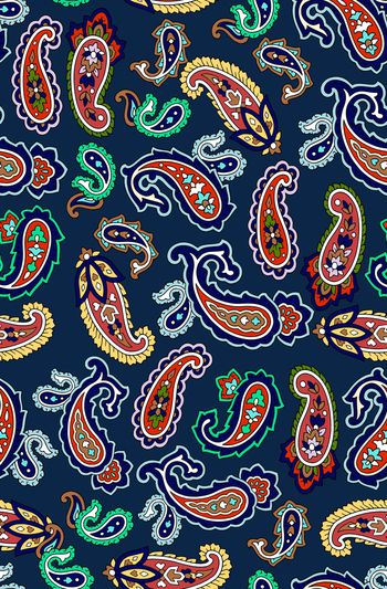 741349-手绘 抽象 线条 佩斯利 腰果 火