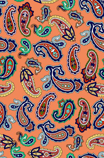 741350-手绘 抽象 线条 佩斯利 腰果 火