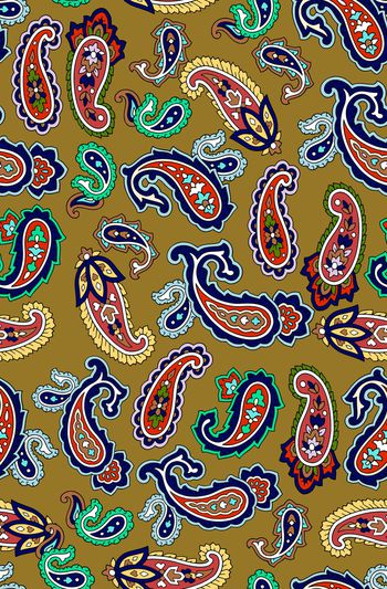 741351-手绘 抽象 线条 佩斯利 腰果 火