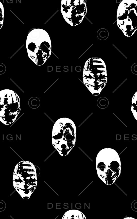 抽象手绘白面人骷髅头数码印花印花华亿平台图片