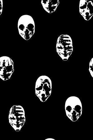 抽象手绘白面人骷髅头数码印花印花华亿平台图片