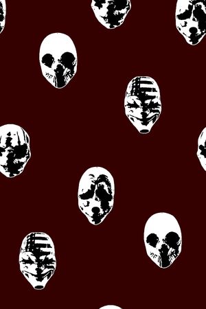 抽象手绘白面人骷髅头数码印花印花华亿平台图片