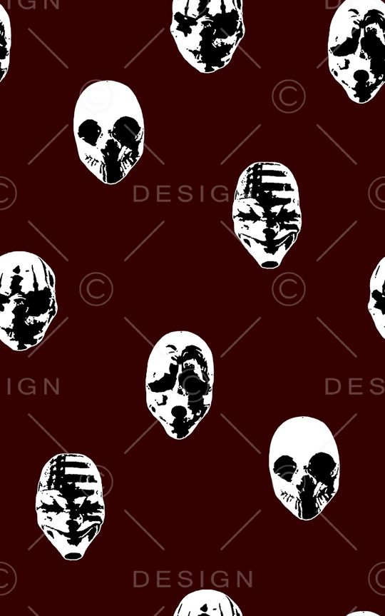 抽象手绘白面人骷髅头数码印花印花华亿平台图片