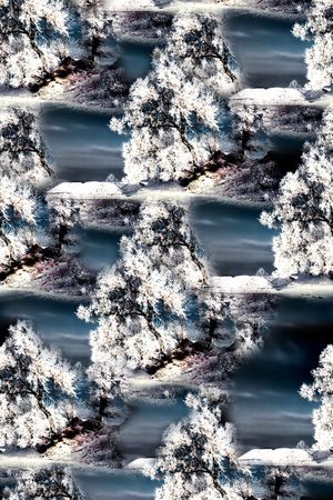 抽象手绘水彩画植物树数码印花印花华亿平台图片