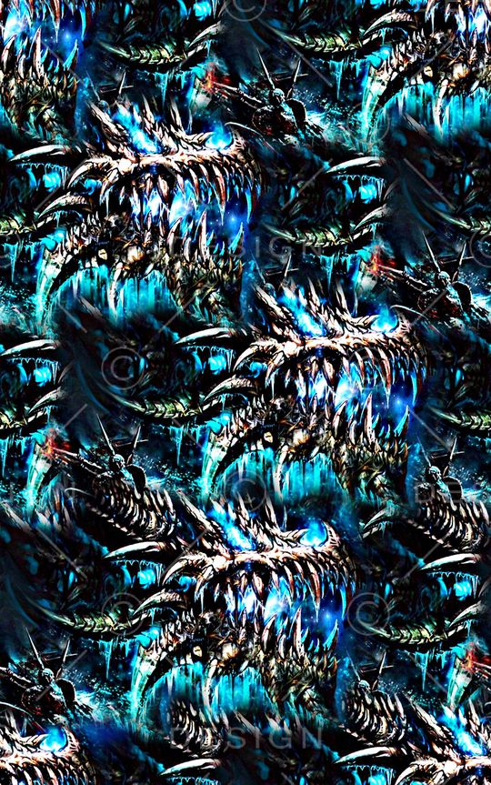 抽象手绘游戏动物龙骷髅头数码印花印花华亿平台图片