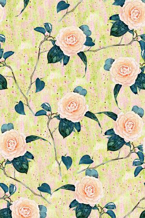 抽象手绘水彩画植物花卉数码印花印花华亿平台图片