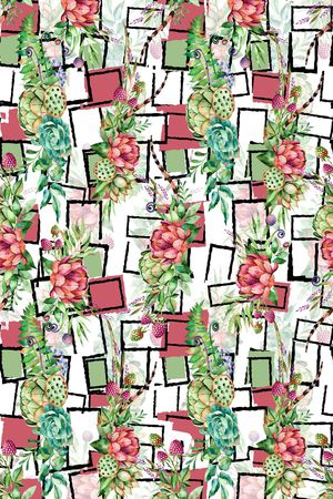 花卉植物时尚水彩插画女装印花华亿平台图片