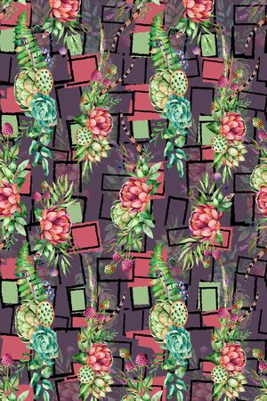 花卉植物时尚水彩插画女装印花华亿平台图片