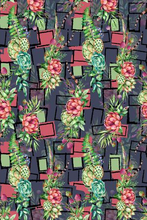 花卉植物时尚水彩插画女装印花华亿平台图片