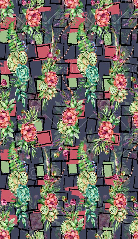 花卉植物时尚水彩插画女装印花华亿平台图片