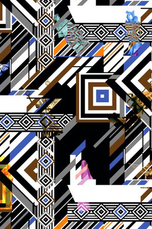 几何图形印花华亿平台图片