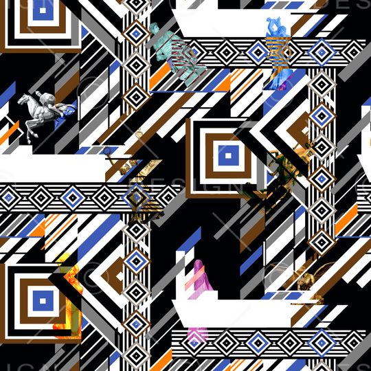 几何图形印花华亿平台图片