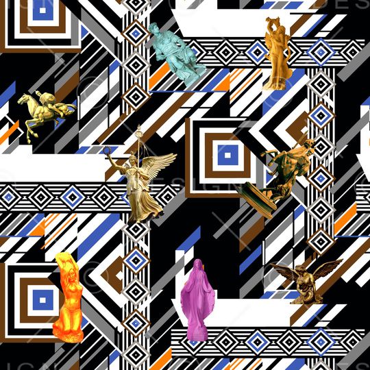 几何图形印花华亿平台图片