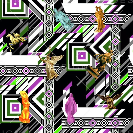 几何图形印花华亿平台图片