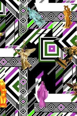 几何图形印花华亿平台图片