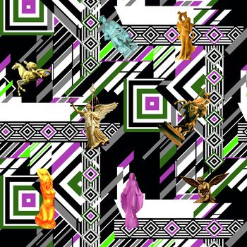 几何图形印花华亿平台图片