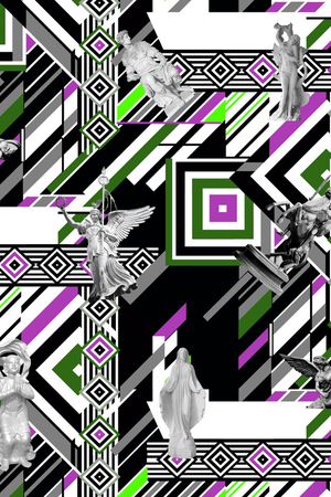 几何图形印花华亿平台图片