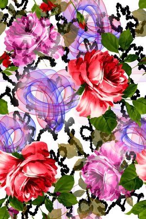 传统花卉印花华亿平台图片