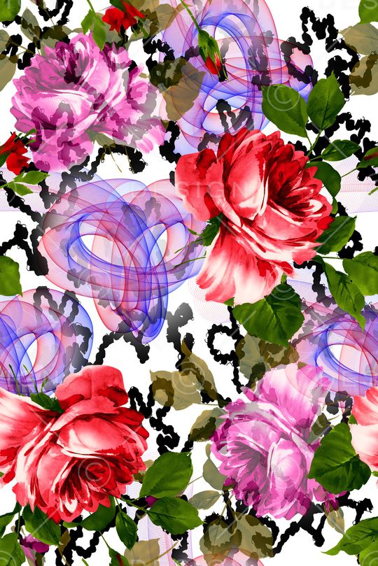 传统花卉印花华亿平台图片