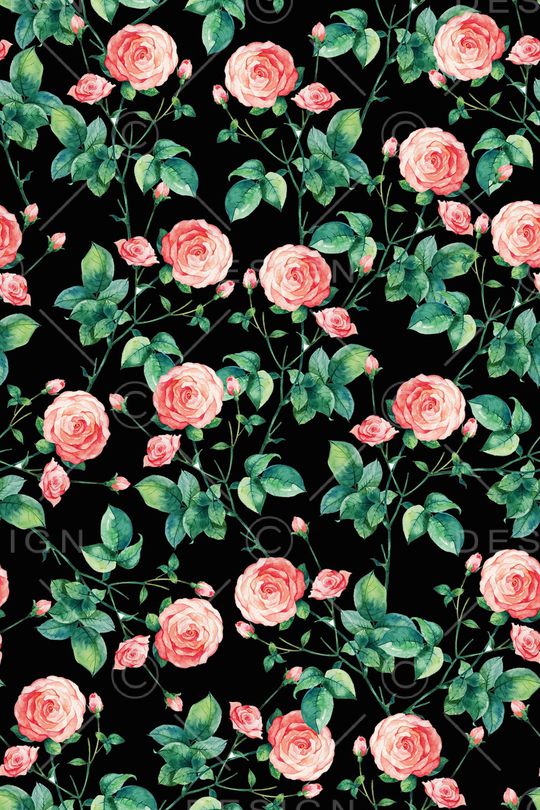 手绘玫瑰花印花华亿平台图片