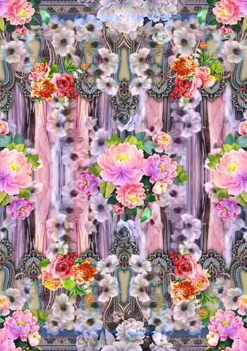 743051-抽象花卉时尚大牌女装