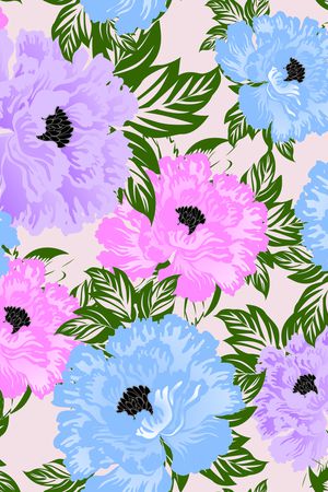 牡丹花卉印花华亿平台图片