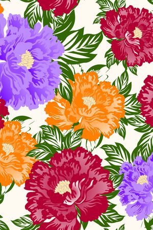 牡丹花卉印花华亿平台图片