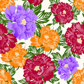 牡丹花卉印花华亿平台图片