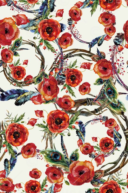 手绘花卉印花华亿平台图片