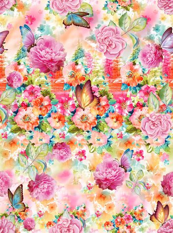 手绘中国风繁花似锦时尚华亿平台印花华亿平台图片