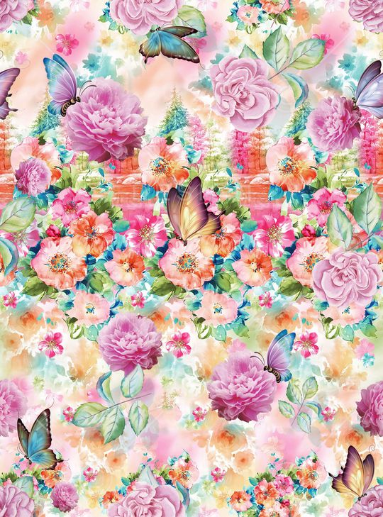 手绘中国风繁花似锦时尚华亿平台印花华亿平台图片