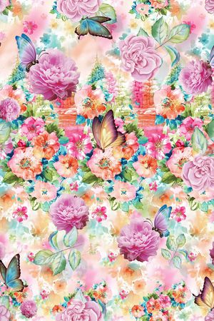 手绘中国风繁花似锦时尚华亿平台印花华亿平台图片