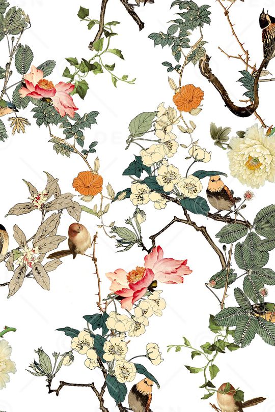 工笔画印花华亿平台图片