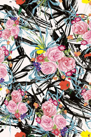 水墨中国画花卉印花华亿平台图片